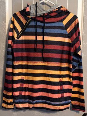 Soto Lifestyle Women’s Multicolored Hoodie Drawstring Pockets Size Small NIP New